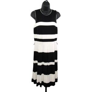 LAUREN RALPH LAUREN Nautical Inspired Striped Midi Fit Flare Sleeveless Dress